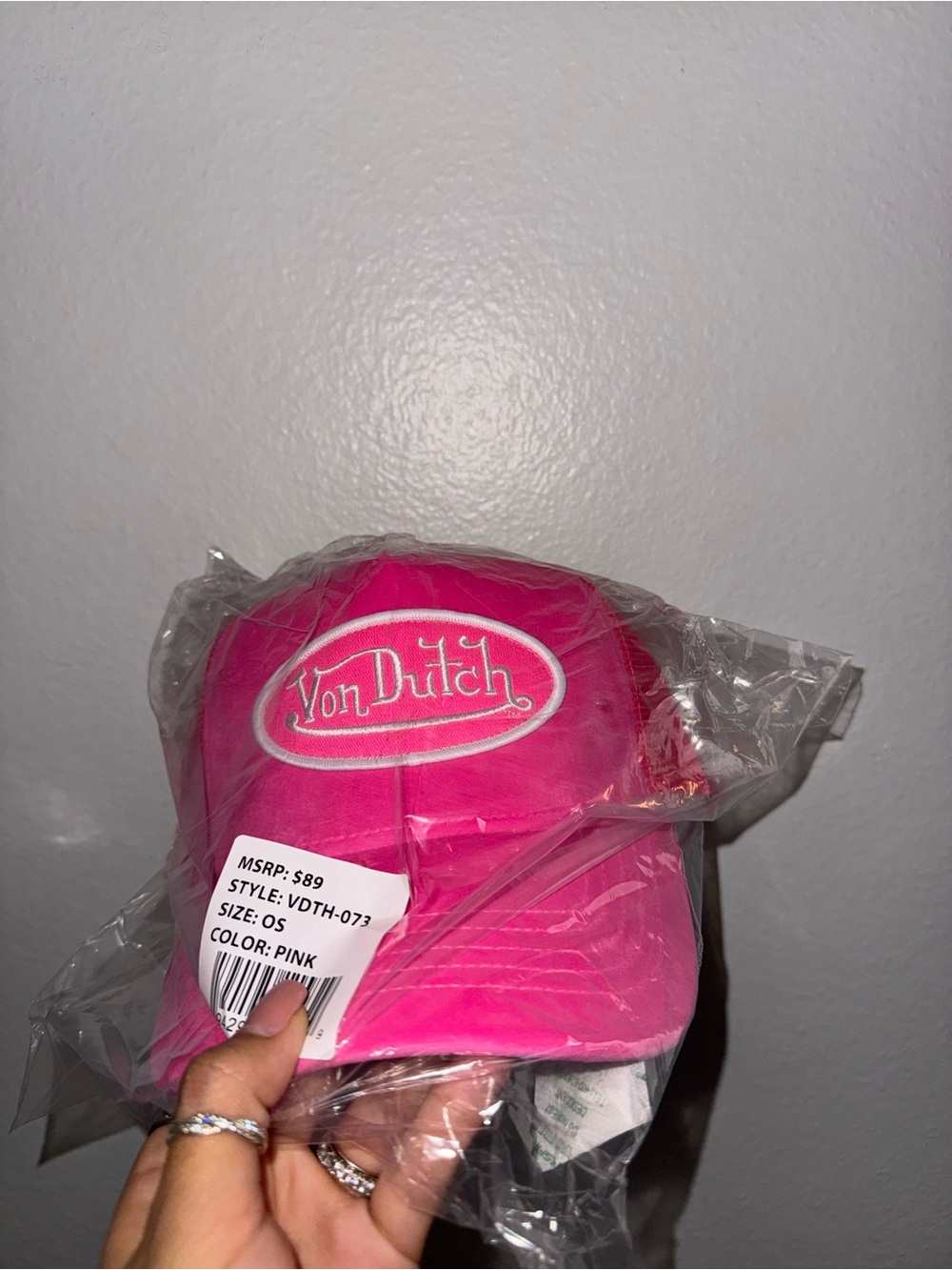 Von Dutch Hot Pink Embroidered Logo Cap